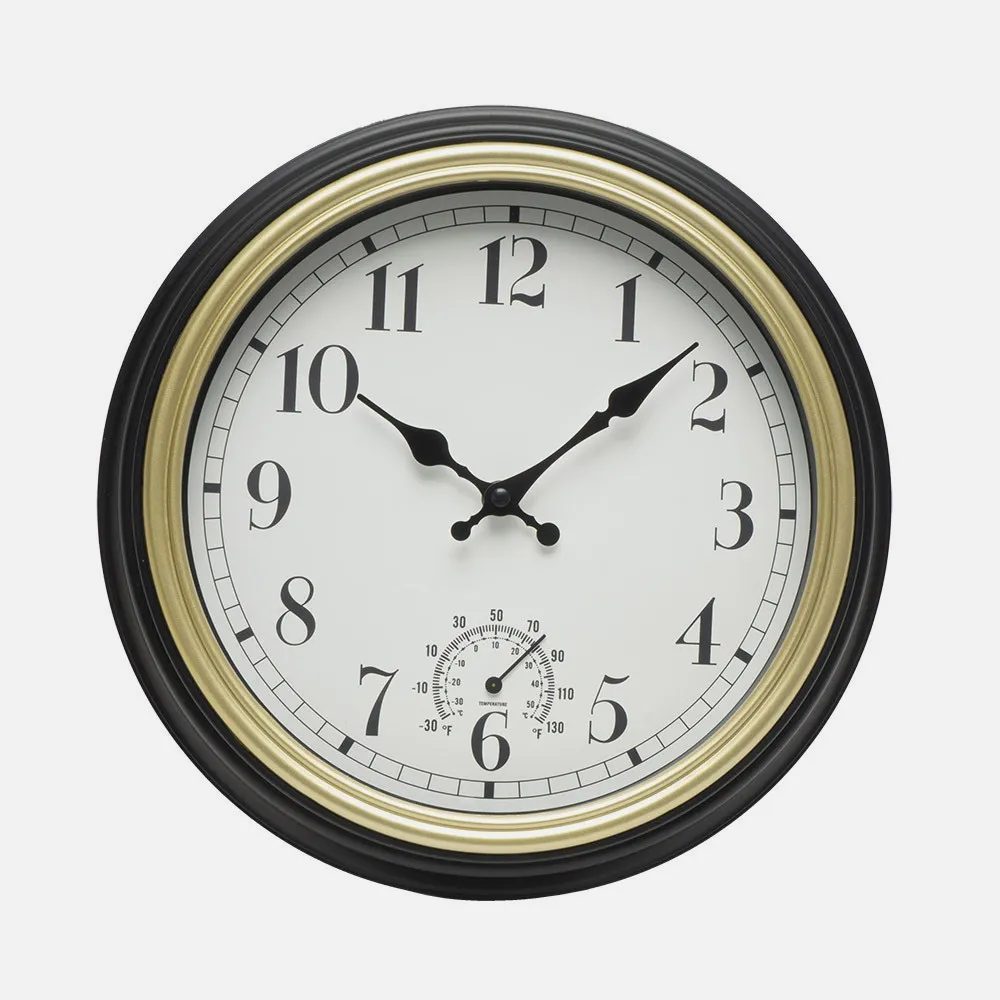 Reloj De Pared Horacio Negro-oro 30d Mov.continuo