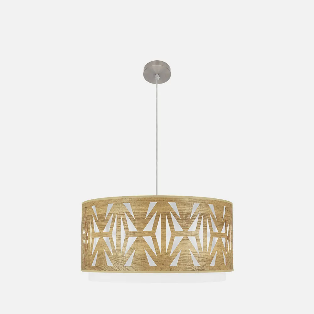 Colgante Katerina 3xe27 Niquel/madera Clara Regx60x60 cm