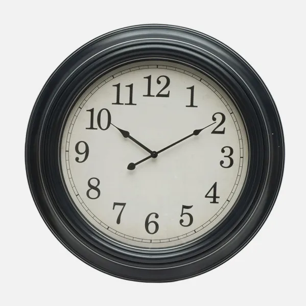 Reloj De Pared Iniko Negro/plata 61d Agujas Retro Gran Tamaño