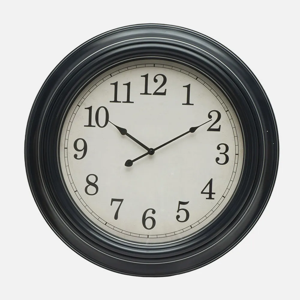 Reloj De Pared Iniko Negro/plata 61d Agujas Retro Gran Tamaño