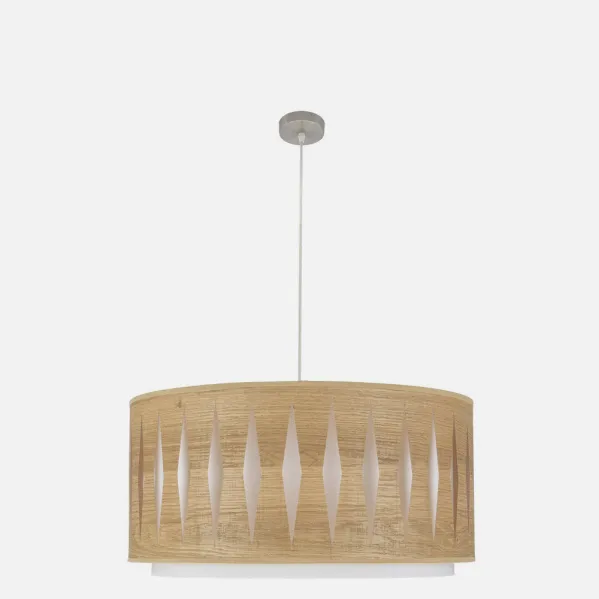 Colgante Alexandra 3xe27 Niquel/Madera Clara Regx60x60 cm