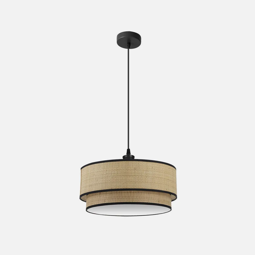 Roque Pendant 2xe27 Natural/black Regx50x50 Cm