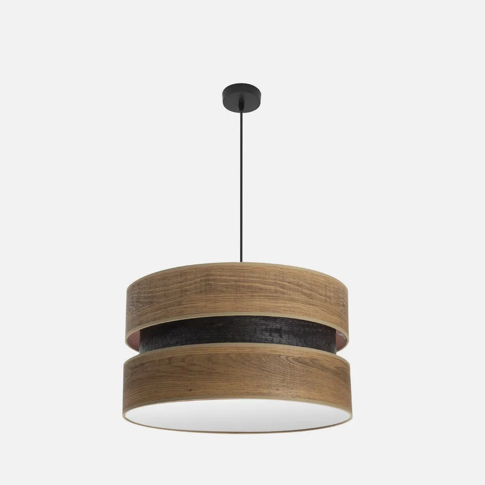 Colgante Colet 2xe27 Negro/madera Oscura Regx50x50 Cm