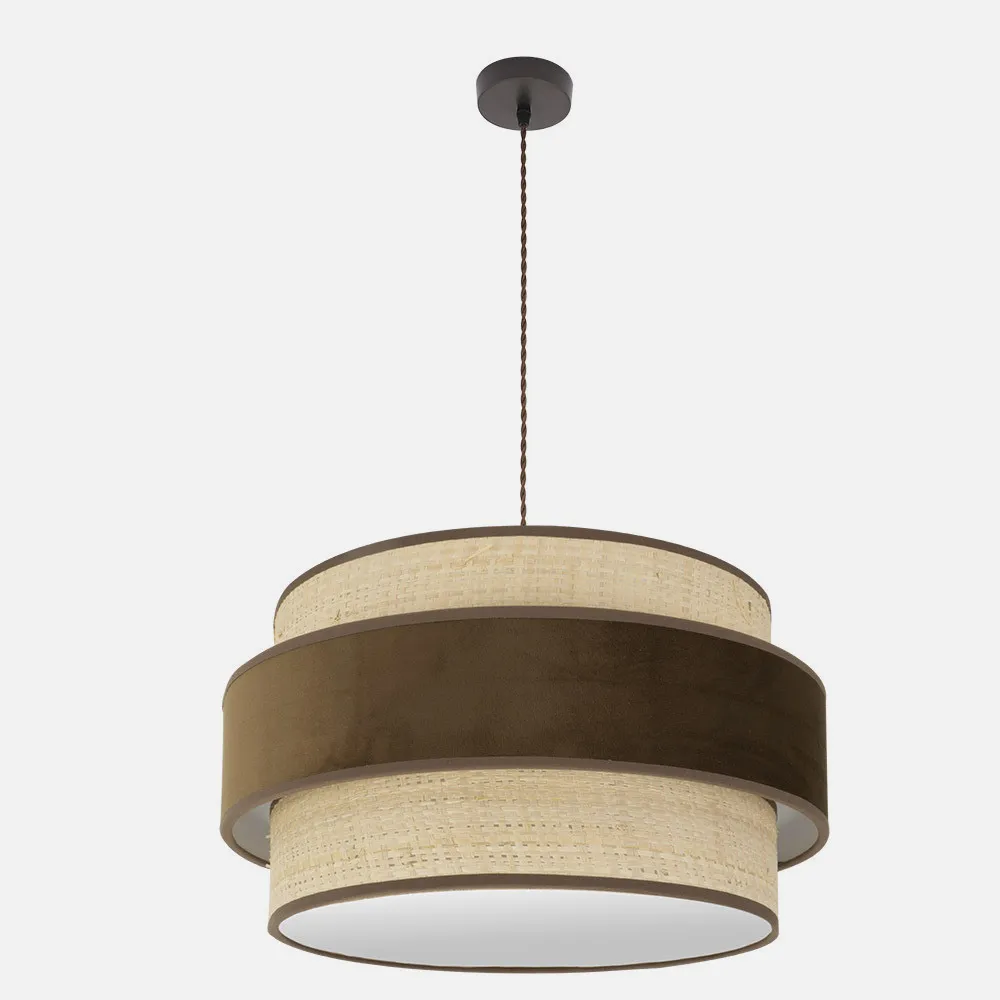 Colgante Reyes 3xe27 Marron/natural-marron Regx60x60 Cm