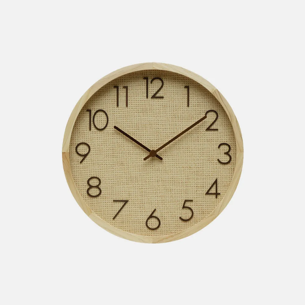 Reloj De Pared Grenoble Haya/rafia Natural 30x30x4cm Mov. Continuo