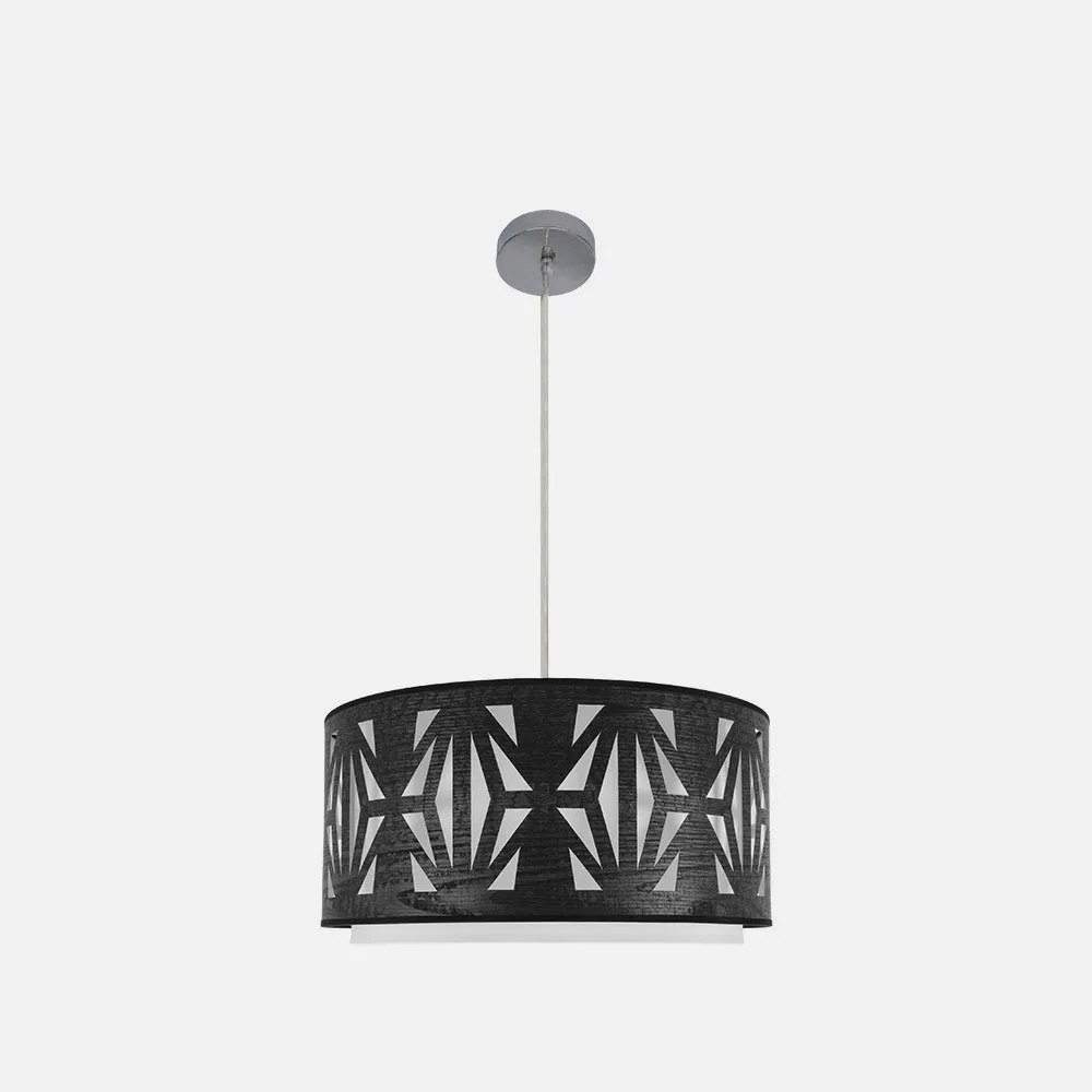 Colgante Katerina 2xe27 Cromo/Madera Negra Regx50x50 cm