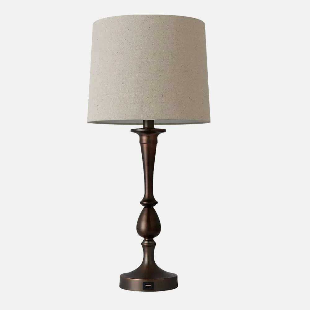 Khalifa1xe27 Lâmpada de Mesa Castanha 60'5x28x28 Cm Porto Usb