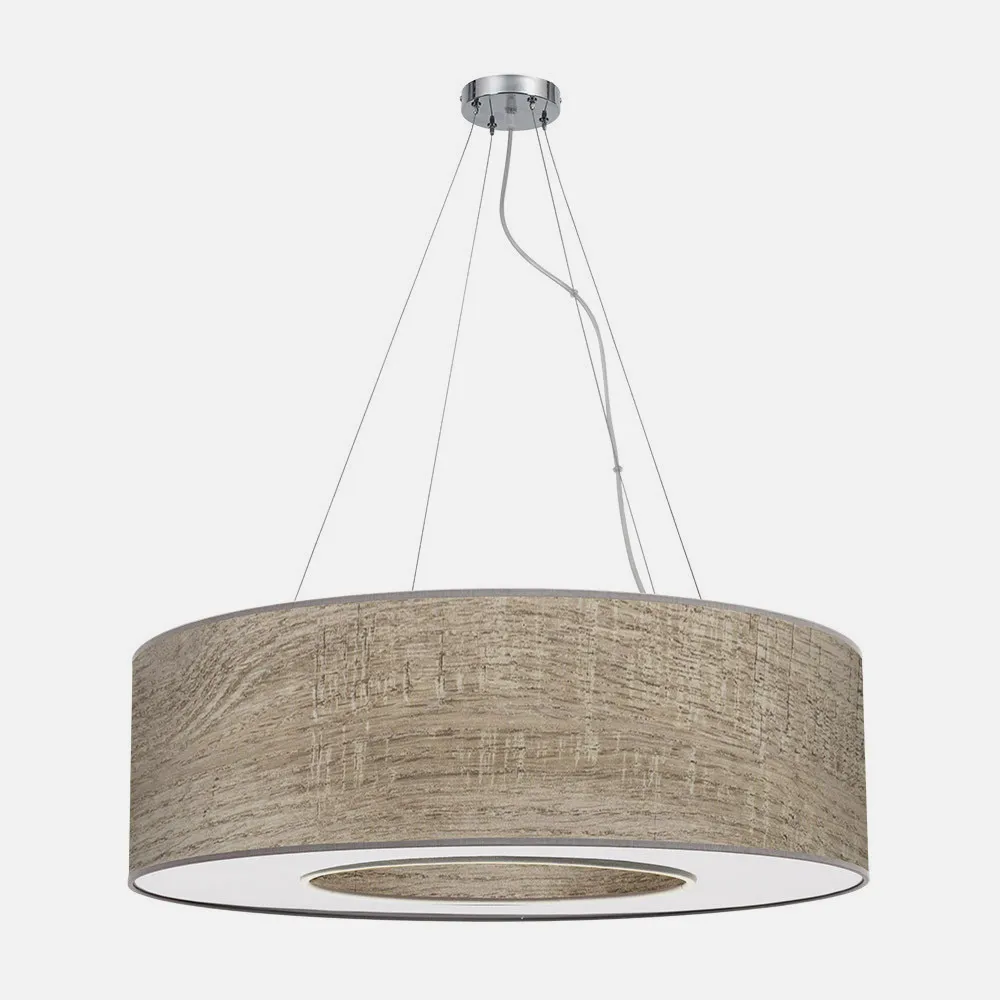 Colgante Grande Haiti 4xe27 Cromo/Madera Gris Regx80x80 Cm