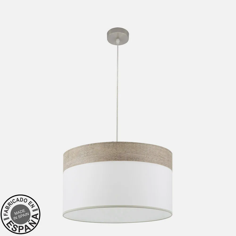 Colgante Cloe 2xe27 Niquel/blanca-madera Gris Regx50x50 cm