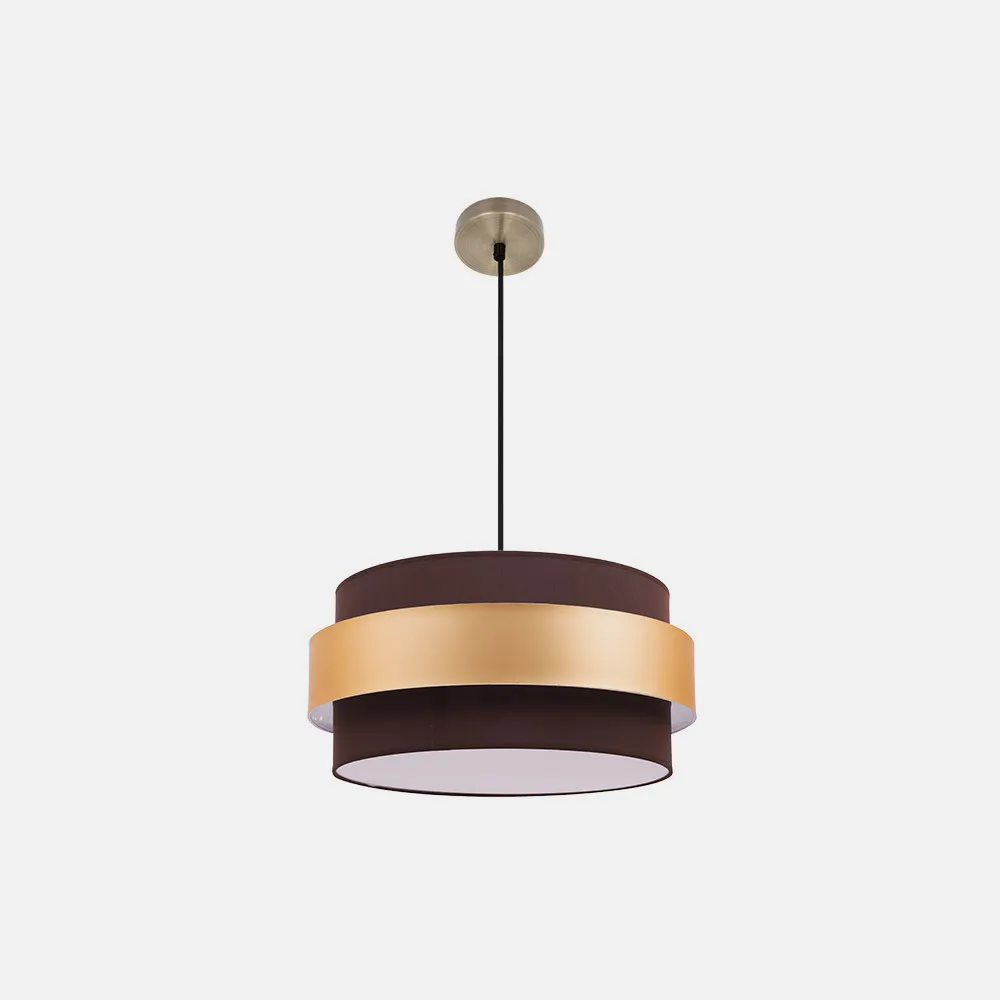 Colgante Bremen Cuero/marron-oro 3xe27 Regx40x40 Cm