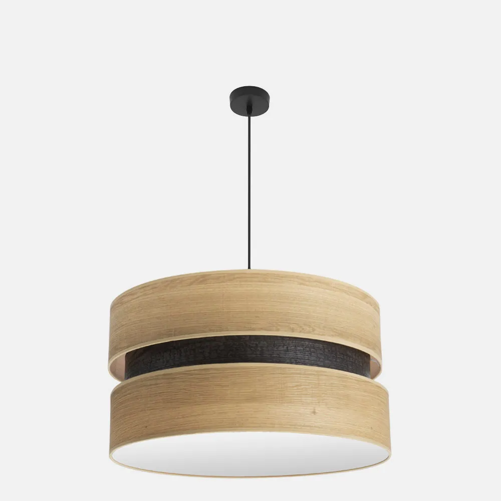 Colgante Colet 3xe27 Negro/madera Clara Regx60x60 Cm