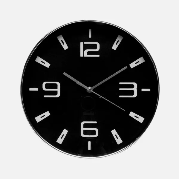 Wall Clock Aroa Silver/black 30d  Continuous Movement