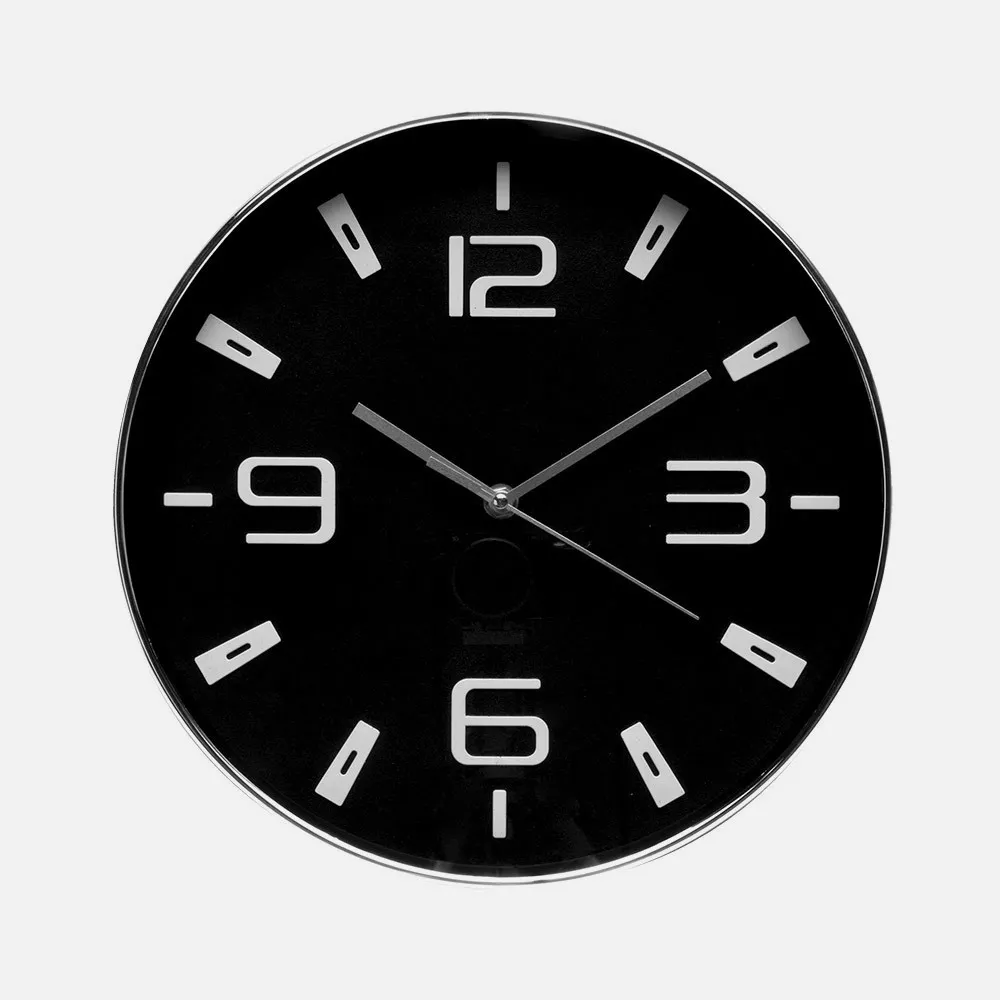 Reloj De Pared Aroa Plata/negro 30d  Movimiento Continuo