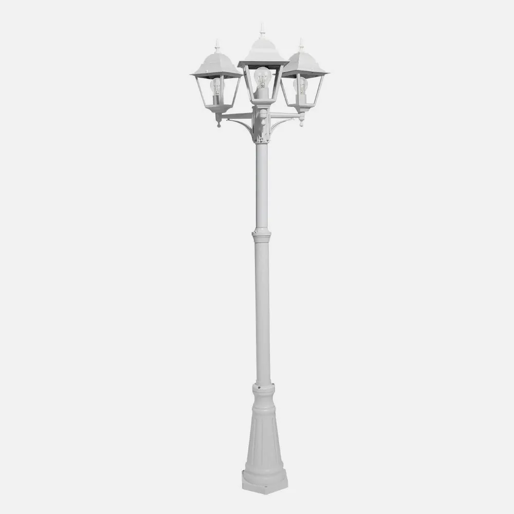 Farola Exterior Aluminio Spica 3xe27 Blanco Ip44 220x62x62 Cm  Regulable En Altura