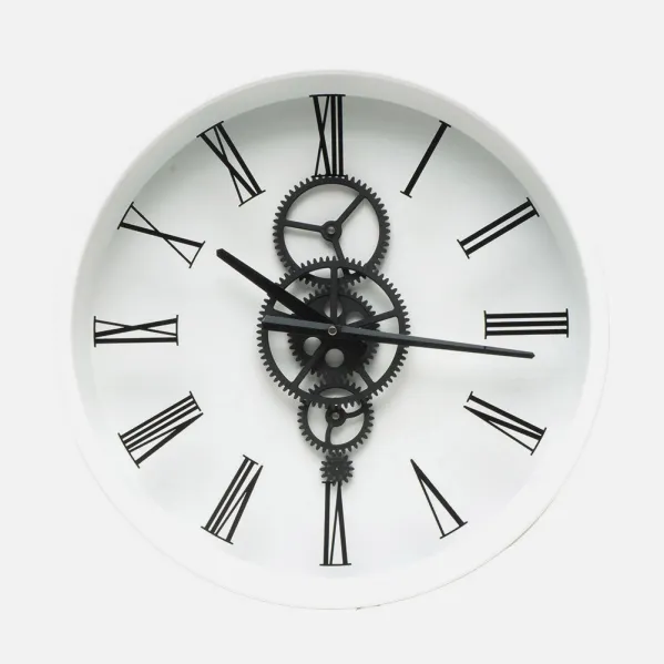 Reloj De Pared Duque Blanco/negro 46x46x7cm Engranajes Con Movimiento