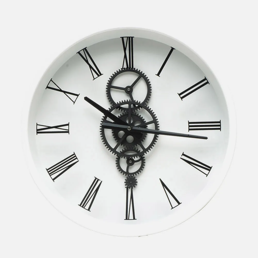 Reloj De Pared Duque Blanco/negro 46x46x7cm Engranajes Con Movimiento