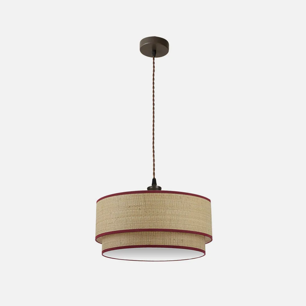 Roque Pendant 2xe27 Natural/vermelho Regx50x50 Cm
