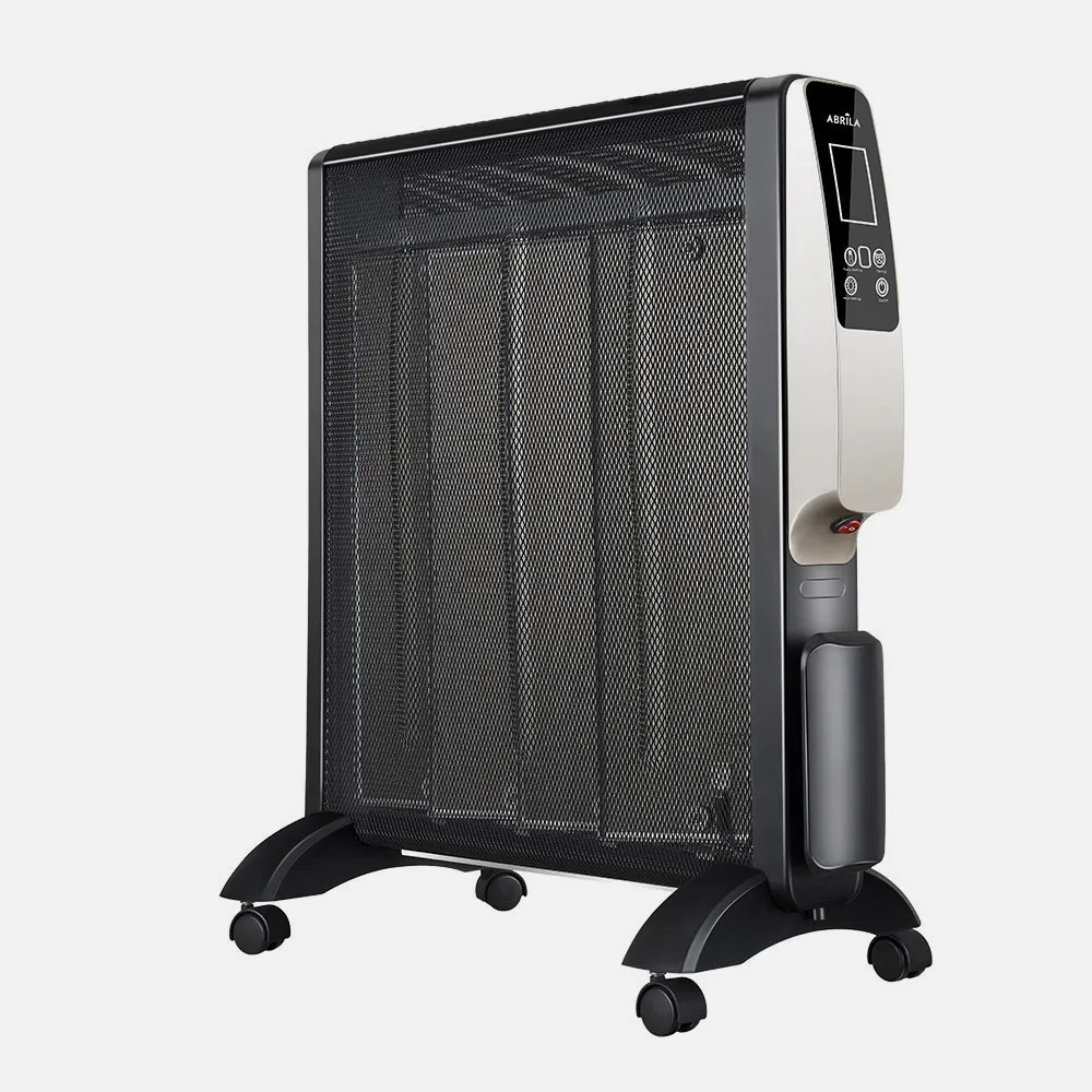 Radiador De Mica Abrigo 2000w 4elementos Negro/oro Remoto 2pot.antivuelco, Temporiz.display 61,5x56x26,5 Cm