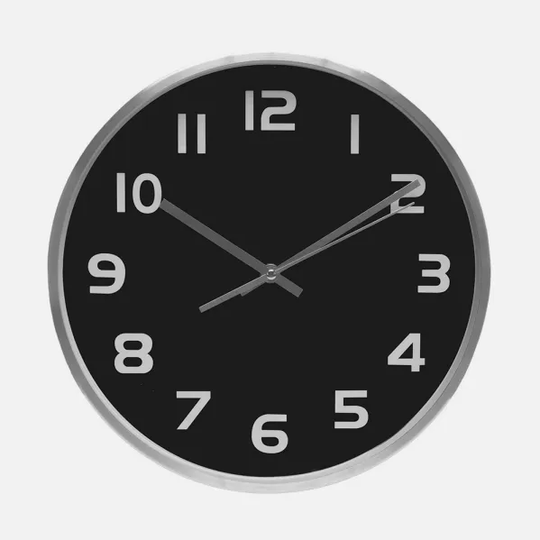 Wall Clock Team Aluminium-black 30d  Continuous Movement