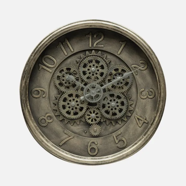 Reloj De Pared Atarfe Oro Rustico 40x40x7cm Engranajes Con Movimiento