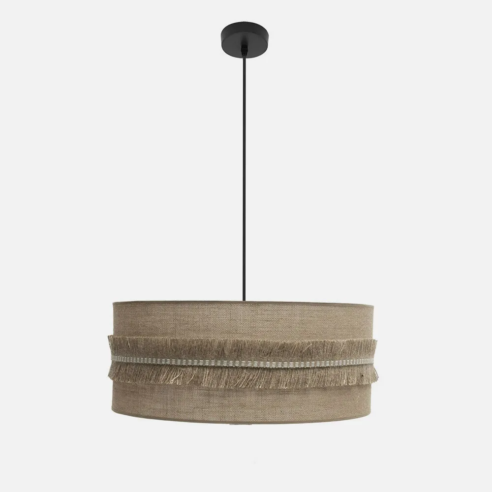 Colgante Kala 3xe27 Negro/saco Regx60x60 Cm Con Flecos