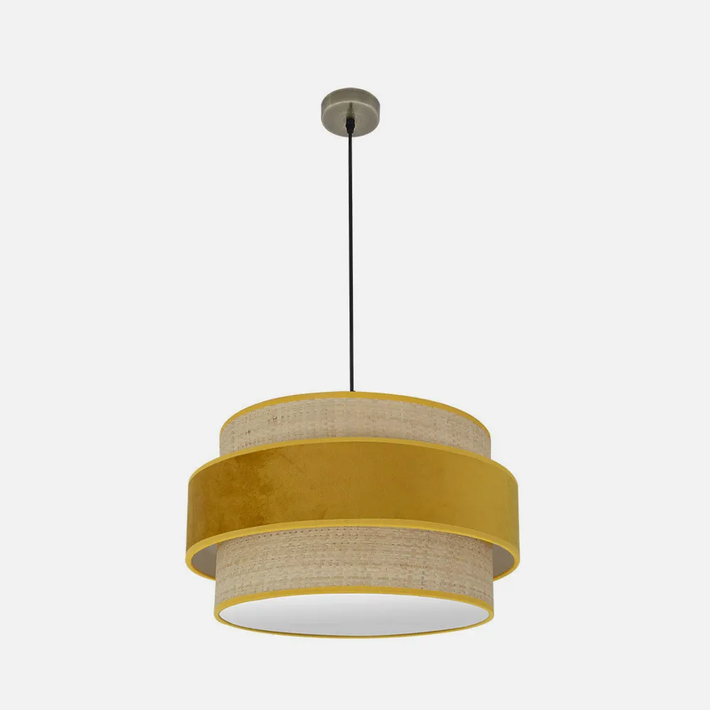Reyes Pendant 2xe27 Regx50x50 Cm de couro/yolk de gema natural