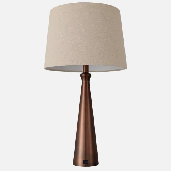 Sobremesa Pearl 1xe27 Marron 61x33x33 Cm Puerto Usb