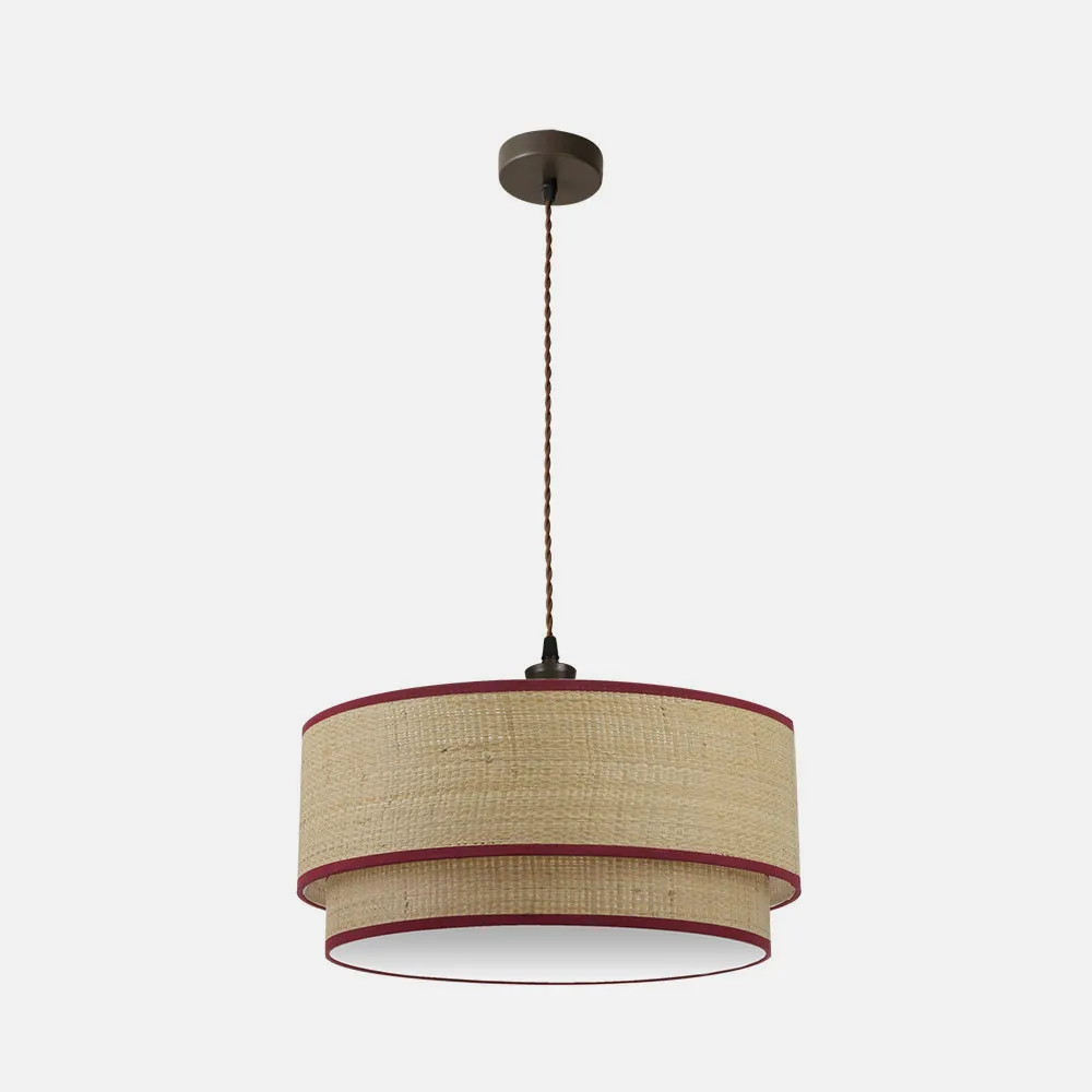 Colgante Roque 3xe27 Natural/rojo Regx60x60 Cm