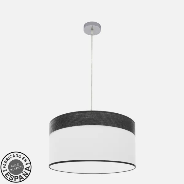 Colgante Cloe 2xe27 Cromo/blanca-madera Negra Regx50x50 cm