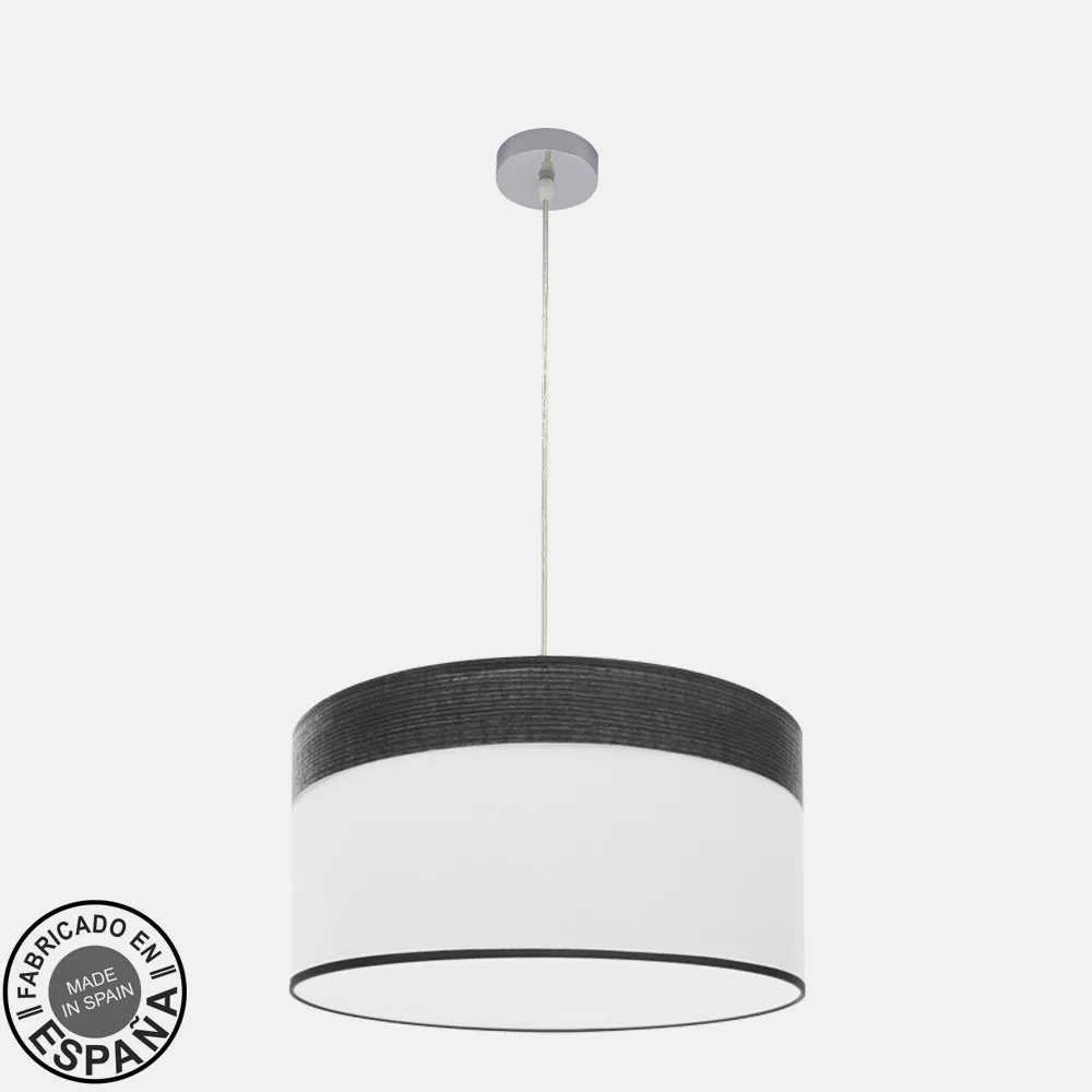 Colgante Cloe 2xe27 Cromo/blanca-madera Negra Regx50x50 cm
