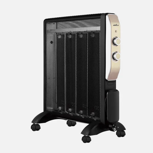 Mica Radiator Abrigo 2000w 4-element Black/Gold 2-power Tip-over protection, indicator light Therm.reg.61,5x56x26,5 Cm
