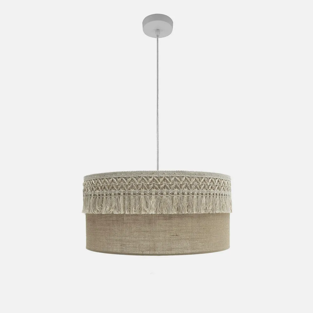 Colgante Ekaterina 2xe27 Blanco/saco Regx50x50 Cm Con Pasamaneria