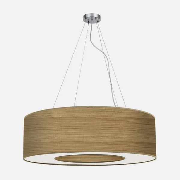 Colgante Grande Haiti 4xe27 Cromo/Madera Clara Regx80x80 Cm