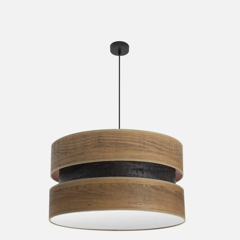 Colgante Colet 3xe27 Negro/madera Oscura Regx60x60 Cm