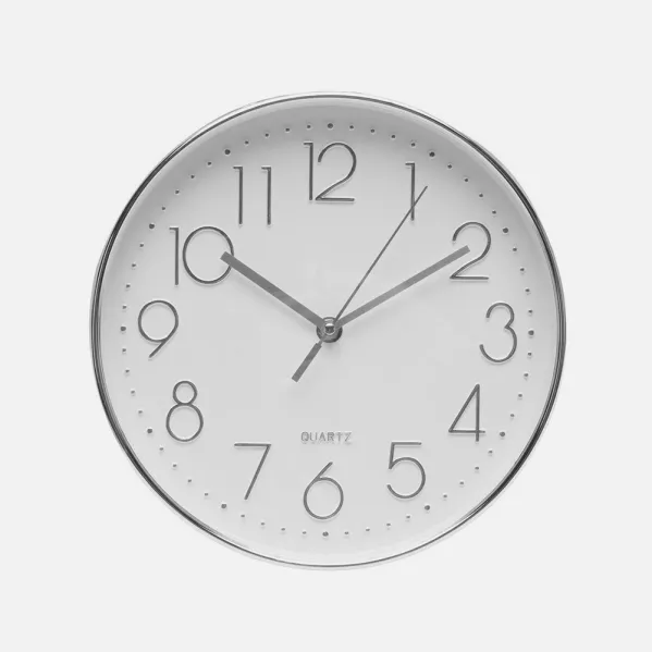 Reloj De Pared Minuto Plata 25d Mov.continuo