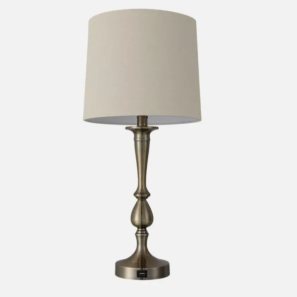 Sobremesa Khalifa 1xe27 Cuero 60´5x28x28 Cm Puerto Usb