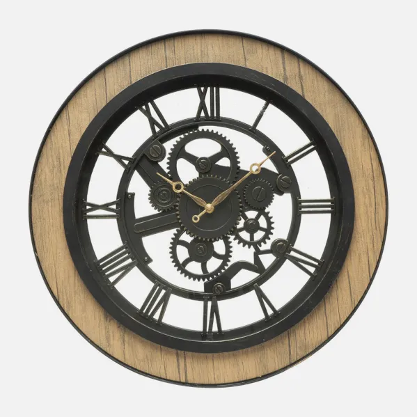 Reloj De Pared Rubite Negro/roble 50x50x5 Cm Movimiento Continuo