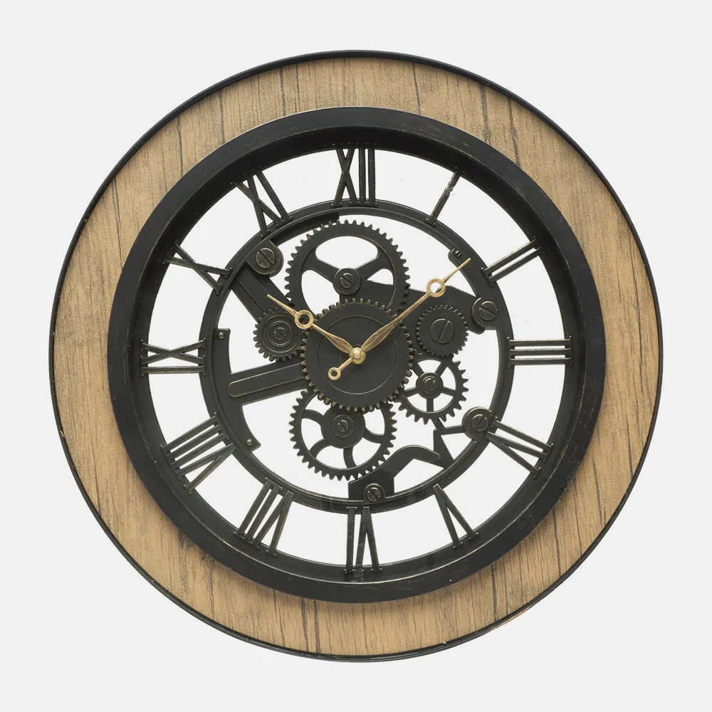 Reloj De Pared Rubite Negro/roble 50x50x5 Cm Movimiento Continuo