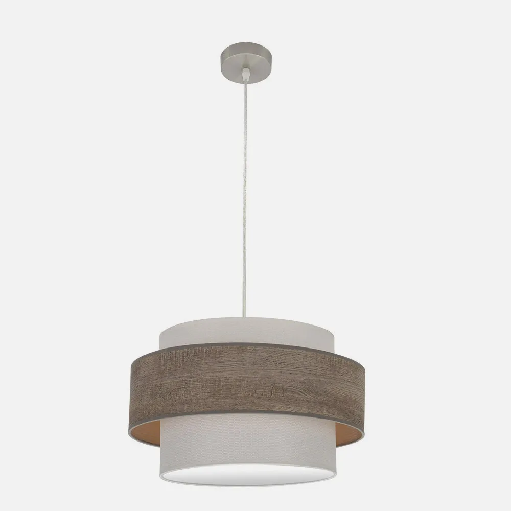 Colgante Myriam 2xe27 Niquel/madera Gris Regx50x50 Cm