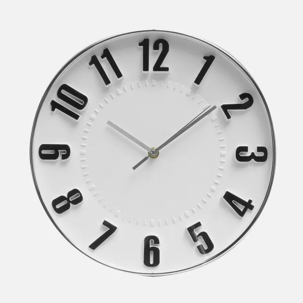Reloj De Pared Hora Plata 30d Movimiento Continuo
