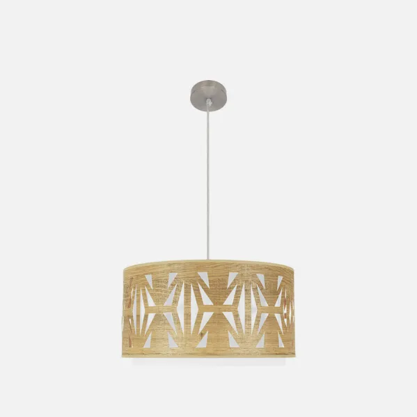 Colgante Katerina 2xe27 Niquel/Madera Clara Regx50x50 cm