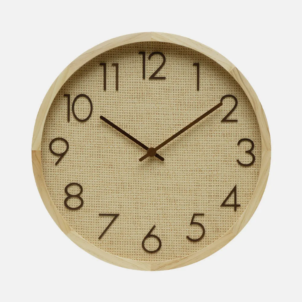 Reloj De Pared Grenoble Haya/rafia Natural 40x40x4,5cm Mov Continuo