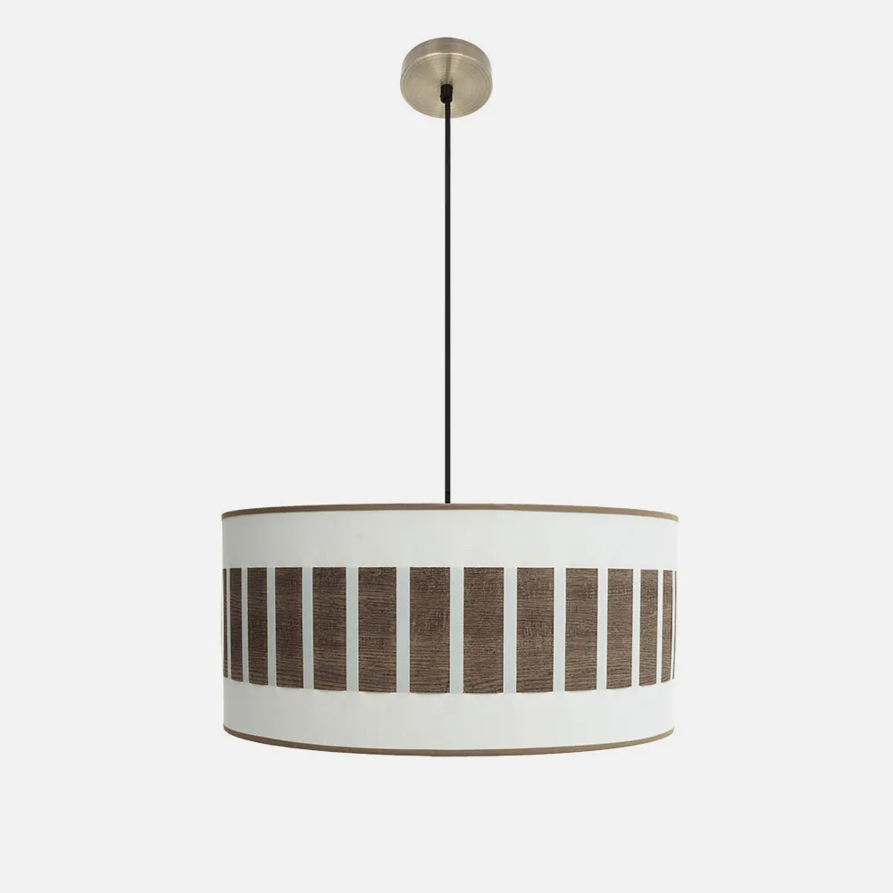 Colgante Ivanna 2xe27 Cuero/blanco-madera Oscura Regx50x50 Cm