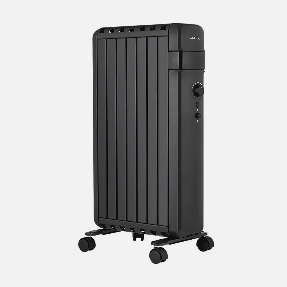 Radiador Aceite Polonia 1500w Negro Aletas Cerradas 7elementos 3potencias Antivuelco Prot.seguridad 63,5x37,5x24,5cm
