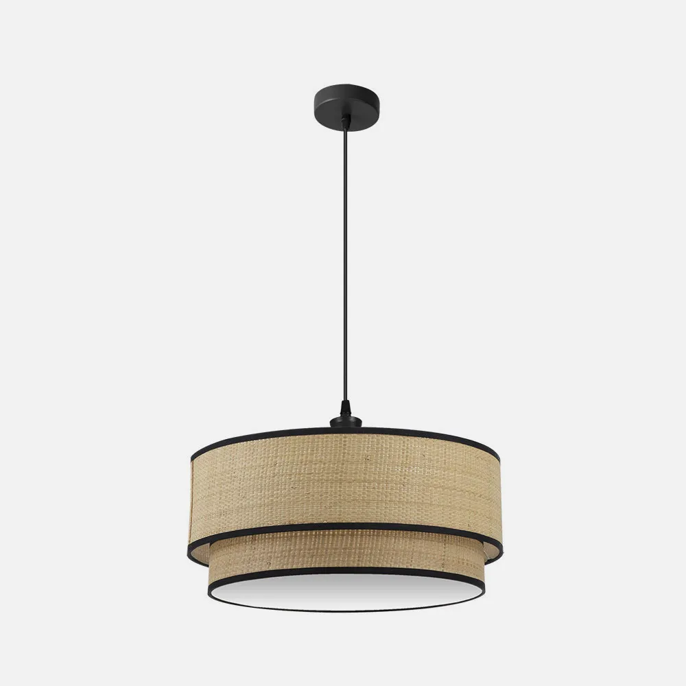 Colgante Roque 3xe27 Natural/negro Regx60x60 Cm