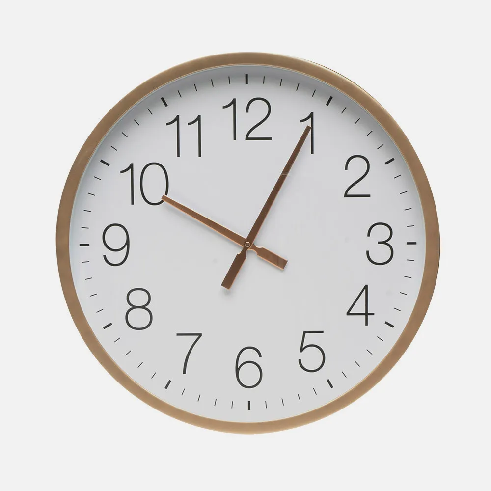 Reloj De Pared Turon Cobre/blanco 55x55x5 Cm Movimiento Continuo