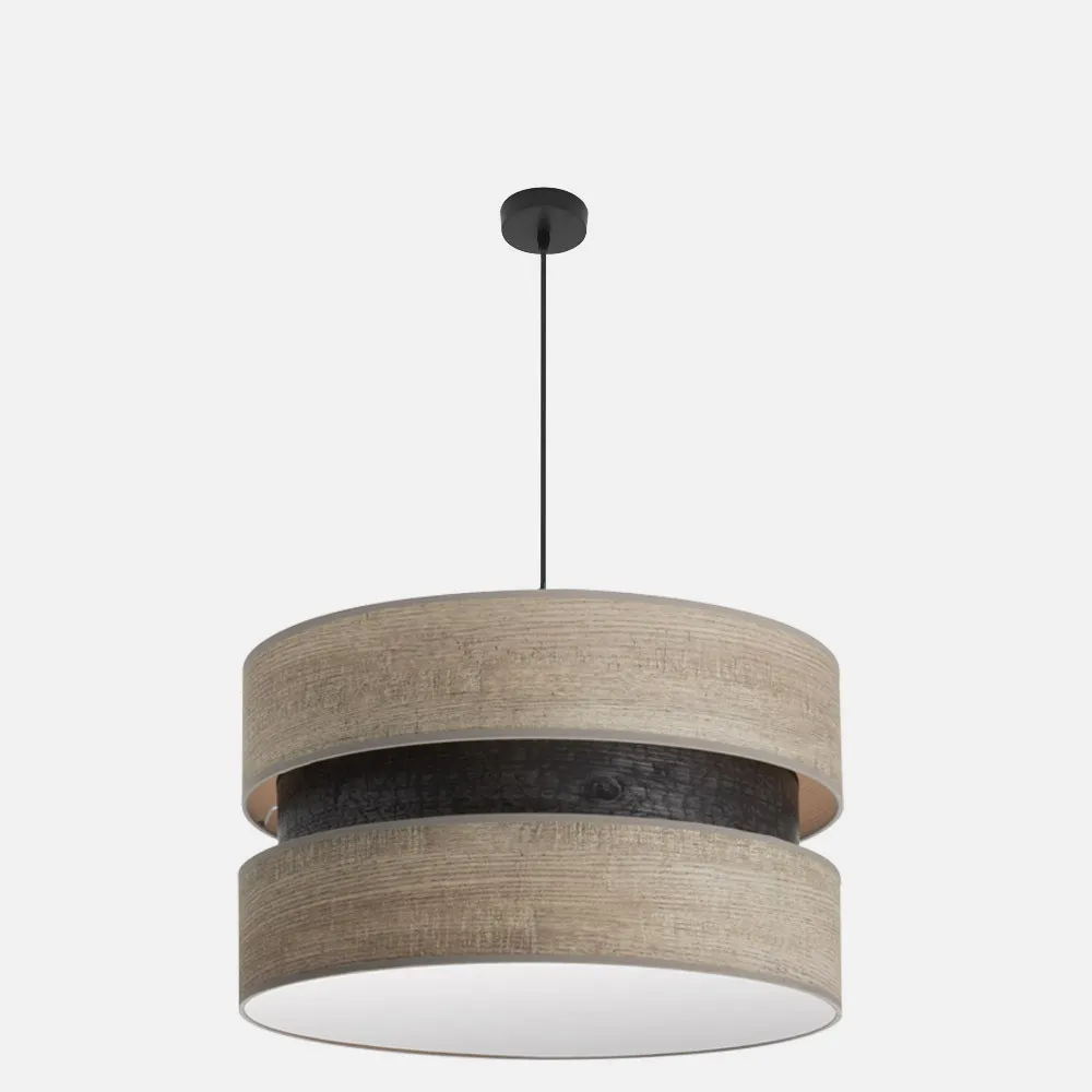 Colgante Colet 3xe27 Negro/madera Gris Regx60x60 Cm