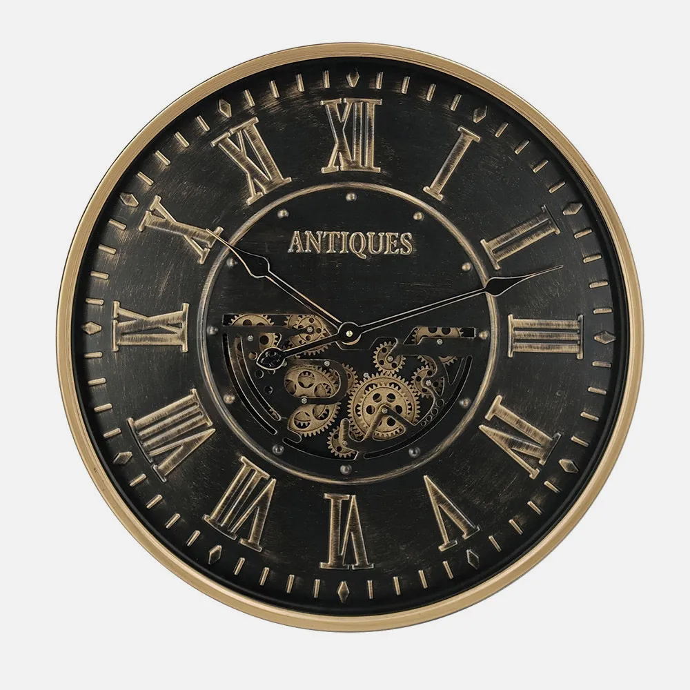 Reloj De Pared Trieste Negro/oro 60x60x8cm Engrana Jes Con Movimiento