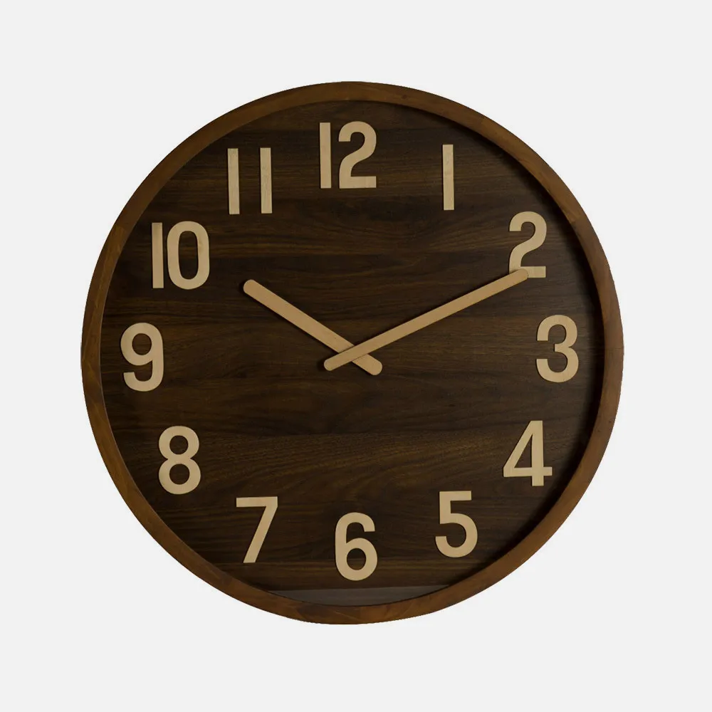 Reloj De Pared Borgoña Madera Oscura 60x60x5cm Movimiento Continuo