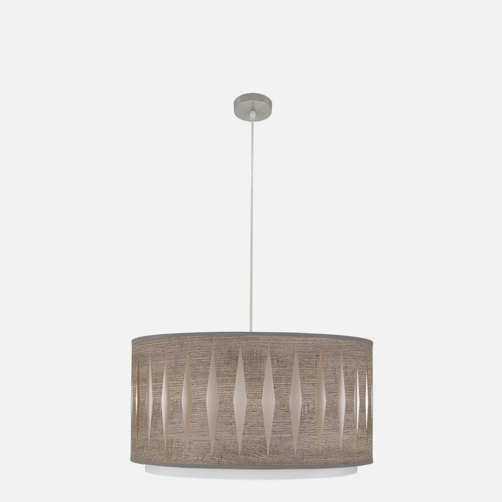 Colgante Alexandra 2xe27 Niquel/madera Gris Regx50x50 cm